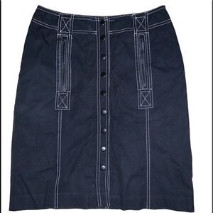 INC Button Front Knee Length Stretch Pencil Skirt